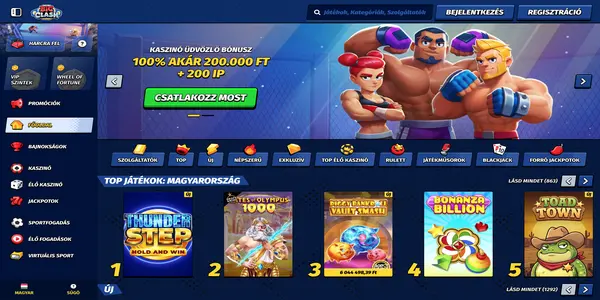 BigClash Casino pagina principală pe mobil