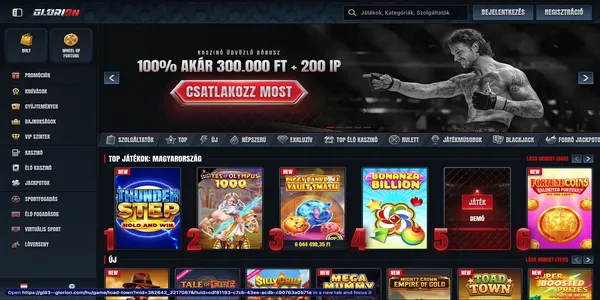 Glorion Casino pagina principală pe mobil