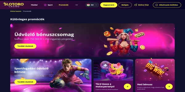 Slotoro Casino pagina bonusului de bun venit pe mobil